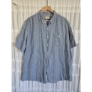 Weatherproof Vintage Mens 2XL XXL Linen Blend Shirt Blue Beachy Vacation Resort